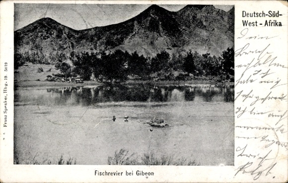 Postcard Namibia German Southwest Africa, fishing area near Gibeon