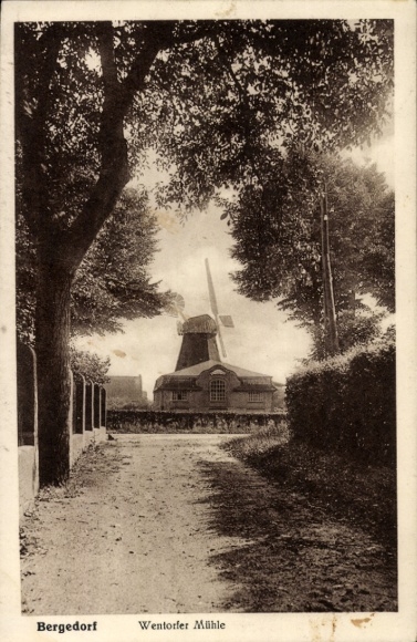 Postcard Hamburg Bergedorf, Wentorfer Mill