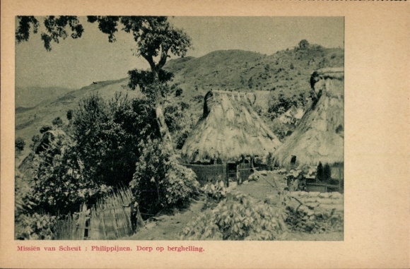 Postcard Philippines, Missien van Scheut, Dorp op berghelling