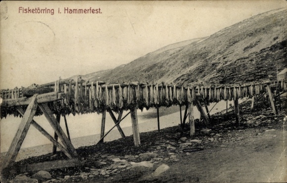 Postcard Hammerfest Norway, Fisketörring