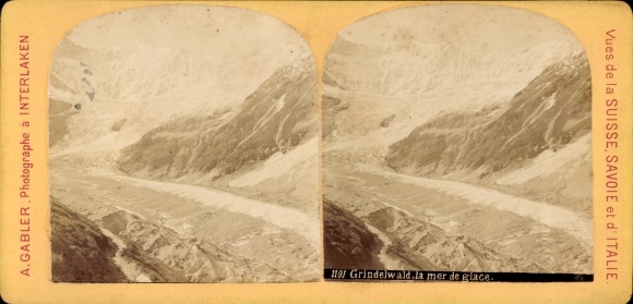 Stereo photo Grindelwald Canton Bern, Mer de Glace
