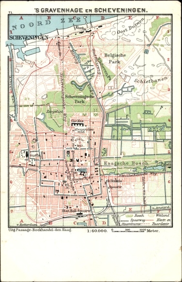 City map Postcard Scheveningen The Hague South Holland, Haagsche Bosch, Belgian Park, Schietbanen