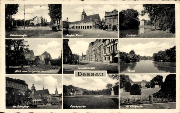 Dessau in Saxony-Anhalt, Kavalierstraße, Großer Markt, Luisium, view from the Lustgarten, Leopold