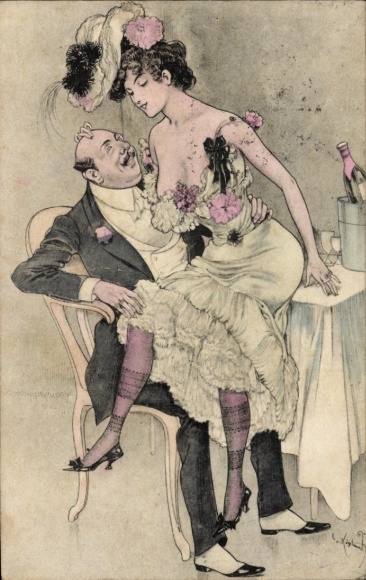 Artist Ak, lovers, woman sitting on a man's castle