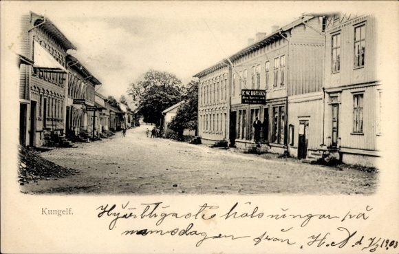 Postcard Kungälv Sweden, street scene