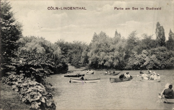 Postcard Lindenthal Cologne on the Rhine, boat trip in the city forest