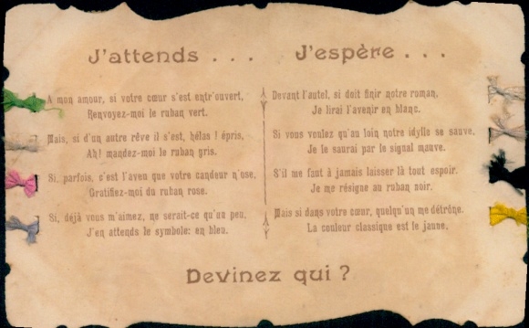 Mechanical action I'm waiting..., I hope..., colored ribbons