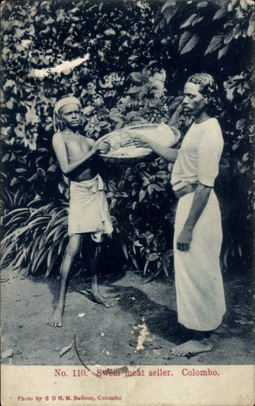 Postcard Colombo Ceylon Sri Lanka, Sweet meat seller