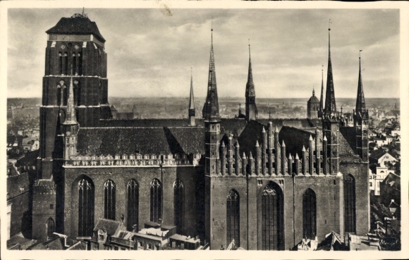 Postcard Gdańsk Danzig, St. Mary's Church
