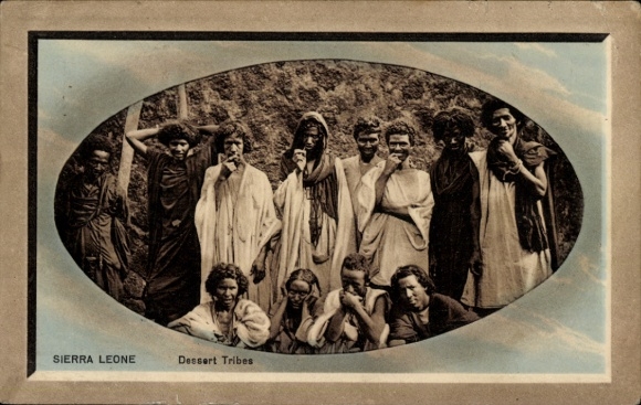 Embossed Passepartout Postcard Sierra Leone, Dessert Tribes