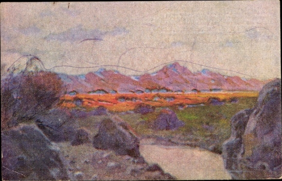 Artist Peter Paul Müller, Landscape from German South West Africa, Namibia, Colonial War Memorial