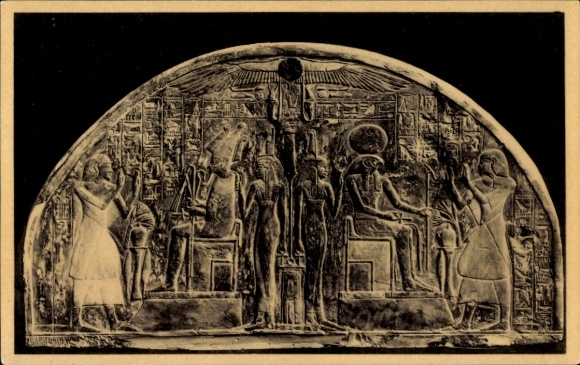 Polychrome lintel from the tomb of Neferhotep, 18th Dynasty, Egypt, limestone