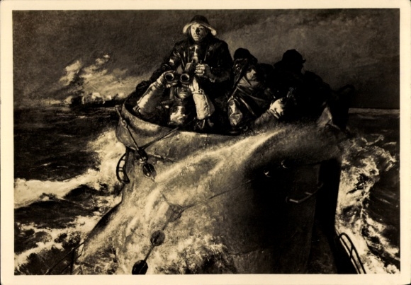 Artist Postcard Schreiber, Rich., After the Convoy Battle, German U-boat, Kriegsmarine, HDK 534