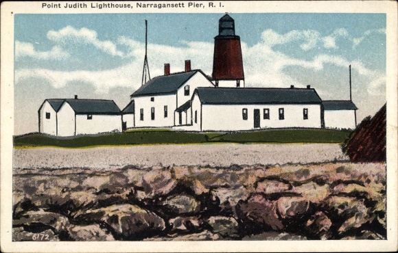 Postcard Narragansett Pier Rhode Island, Point Judith Lighthouse
