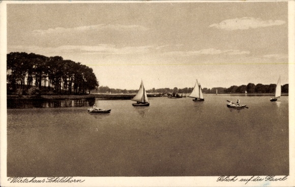 Postcard Berlin Spandau, Wirtshaus Schildhorn