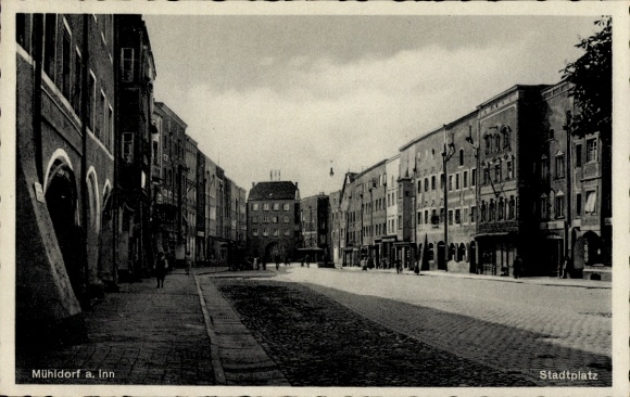 Mühldorf am Inn, Upper Bavaria, town square, buildings, street view