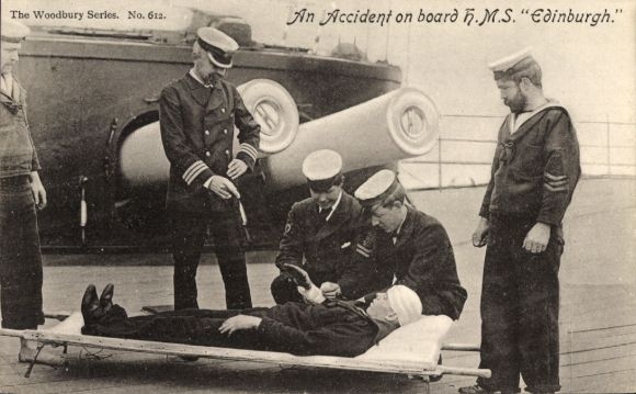 Postcard The Woodbury Series, An Accident on Board the HMS Edinburgh