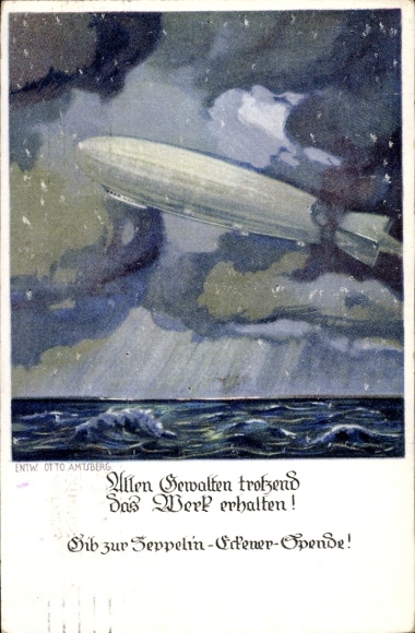 Artist Postcard Amtsberg, Otto, Zeppelin-Eckener donation