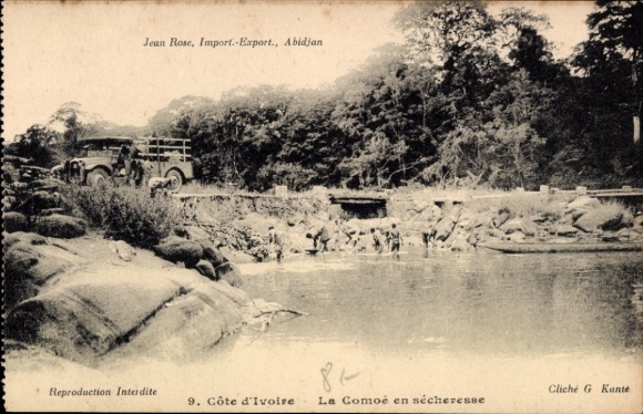 Postcard Abidjan Ivory Coast, the Comoe River during drought