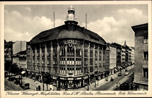 Postcard Berlin Wedding, Union Department Store, Brunnen/Veteranenstr