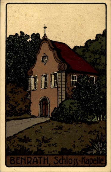 Lithograph, Benrath, Düsseldorf on the Rhine, Palace Chapel