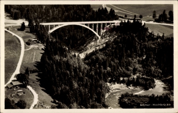 Postcard Echelsbach Bad Bayersoien, Ammer high bridge, arch span 130m
