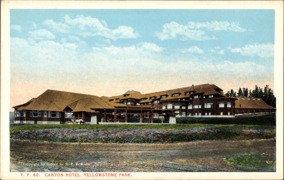 Postcard Wyoming USA, Yellowstone National Park, Canyon Hotel