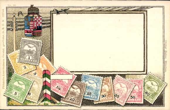 Postage stamps Postcard Hungary, coat of arms