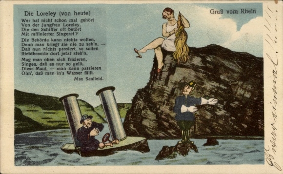 Poem by Max Saalfeld, Sankt Goarshausen am Rhein, The Lorelei, from today