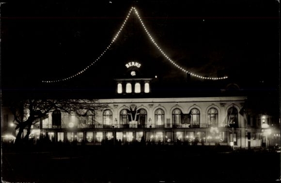 Postcard Stockholm Sweden, Berns' Salonger at night