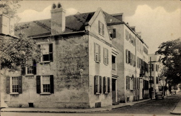 Postcard Charleston South Carolina USA, Church Street looking south from Atlantic, South and East Battery