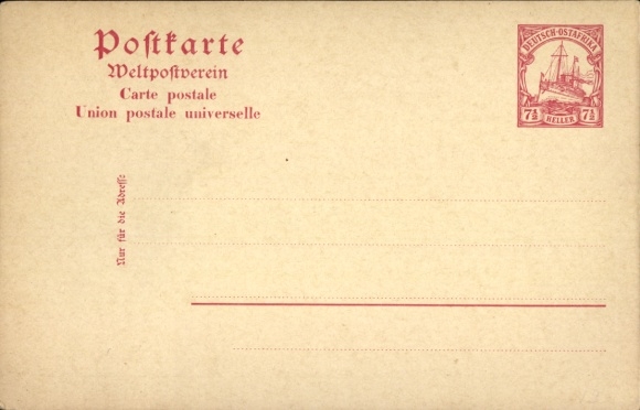 Postal stationery, German East Africa, Tanzania, 7 1/2 Heller