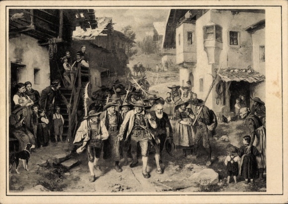 Artist Postcard Defregger, Franz, The Last Stand