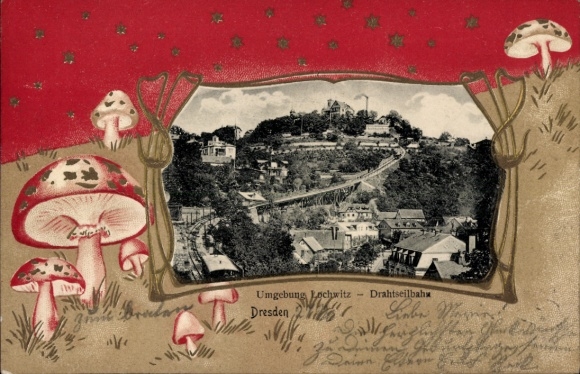 Embossed Passepartout PC Dresden Loschwitz, Cable Car