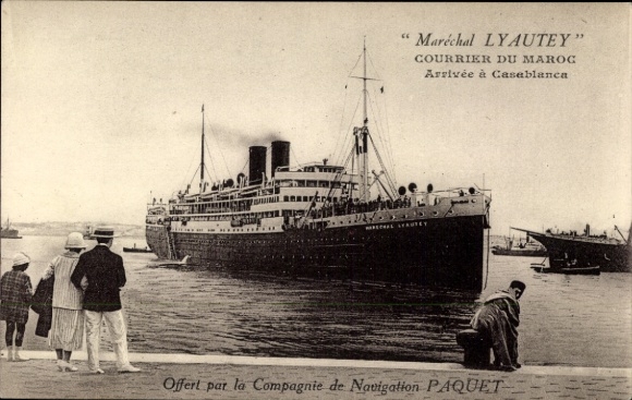 PC Casablanca, steamship Marechal Lyautey, Courrier du Maroc, CNP