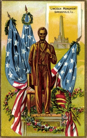 Stamp Postcard Springfield Illinois USA, Lincoln Monument