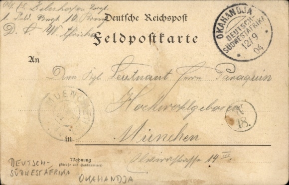 Postcard stamp Okahandja German Southwest Africa Namibia