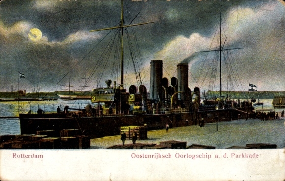 Postcard Rotterdam Südholland Netherlands, Austrian warship, SMS Kaiserin Elisabeth
