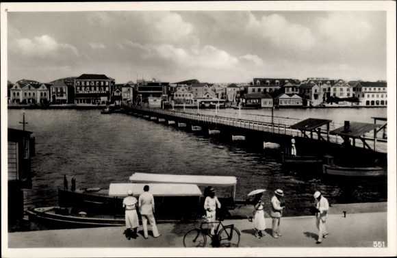 Postcard Willemstad Curaçao Netherlands Antilles Caribbean, Pontoon Bridge