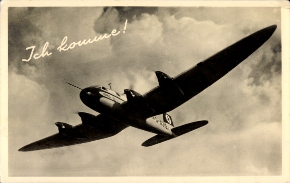 Postcard transocean mail aircraft Heinkel He 116, Lufthansa, D-AJIE, Lübeck ex Silesia