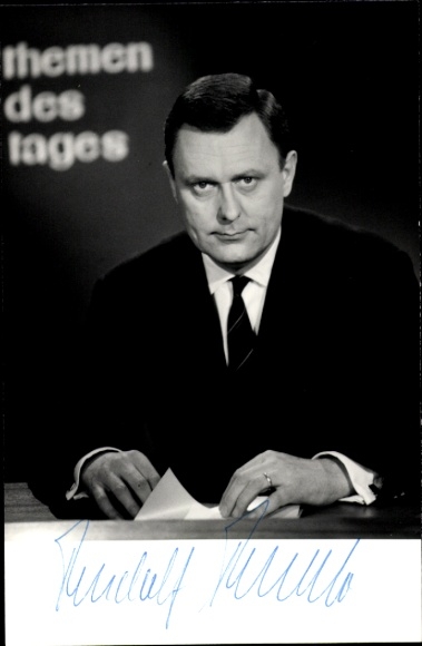 Photo of presenter Rudolf Radke, portrait, autograph