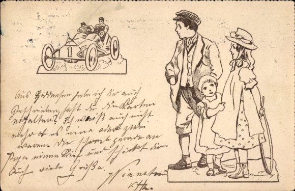 Children watch a race car