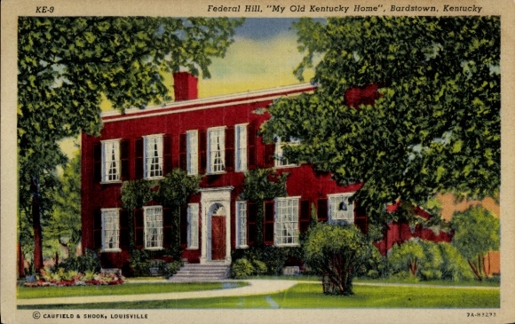 Postcard Louisville Kentucky USA, Federal Hill, My old home in Kentucky, Bardstown