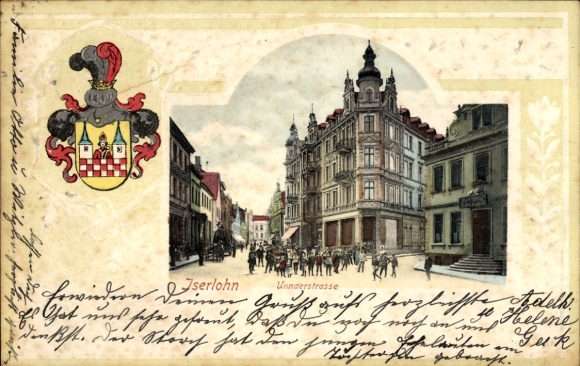 Embossed coat of arms passe-partout, Iserlohn in the Märkischer Kreis district, Unnaerstraße