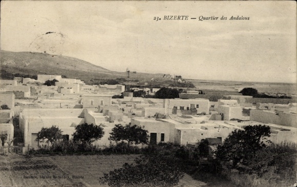Postcard Bizerte Tunisia, 22. Houses in the Andalusian quarter, landscape