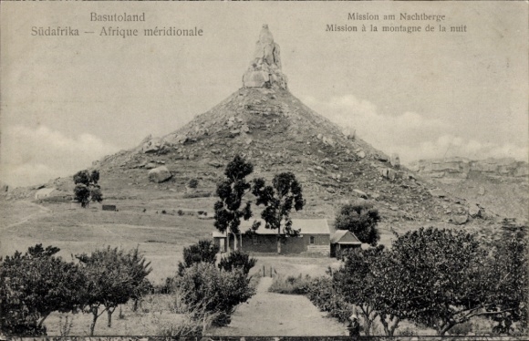 Postcard Basutoland Lesotho, Mission at Night Mountain
