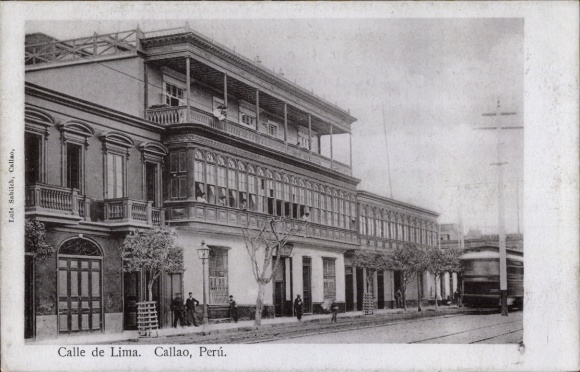 Postcard Callao Perú, Calle de Lima