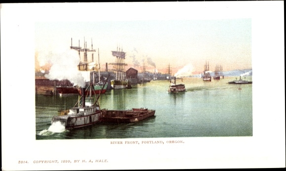 Postcard Portland Oregon USA, riverfront