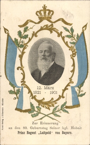 Passepartout Postcard Prince Regent Luitpold of Bavaria, 80th birthday, portrait