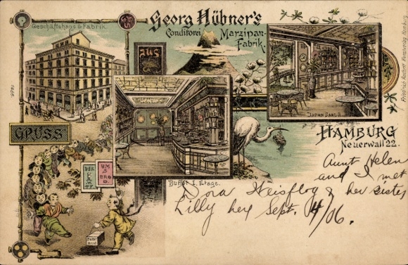 Precursor Chromo-Litho Hamburg, Georg Hübner's confectionery and marzipan factory, Neuerwall 22